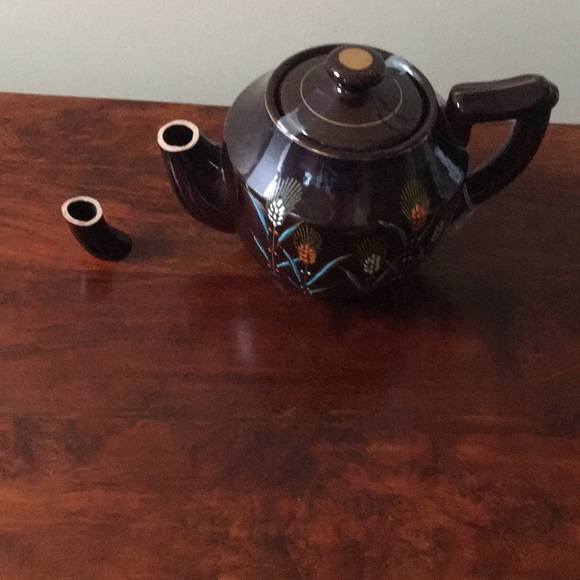 Teapot brown handpainted Flower design from Japan - Picture 5 of 8